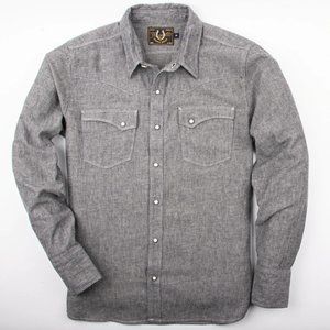 Men's Gray Casual Button-Down Shirt
